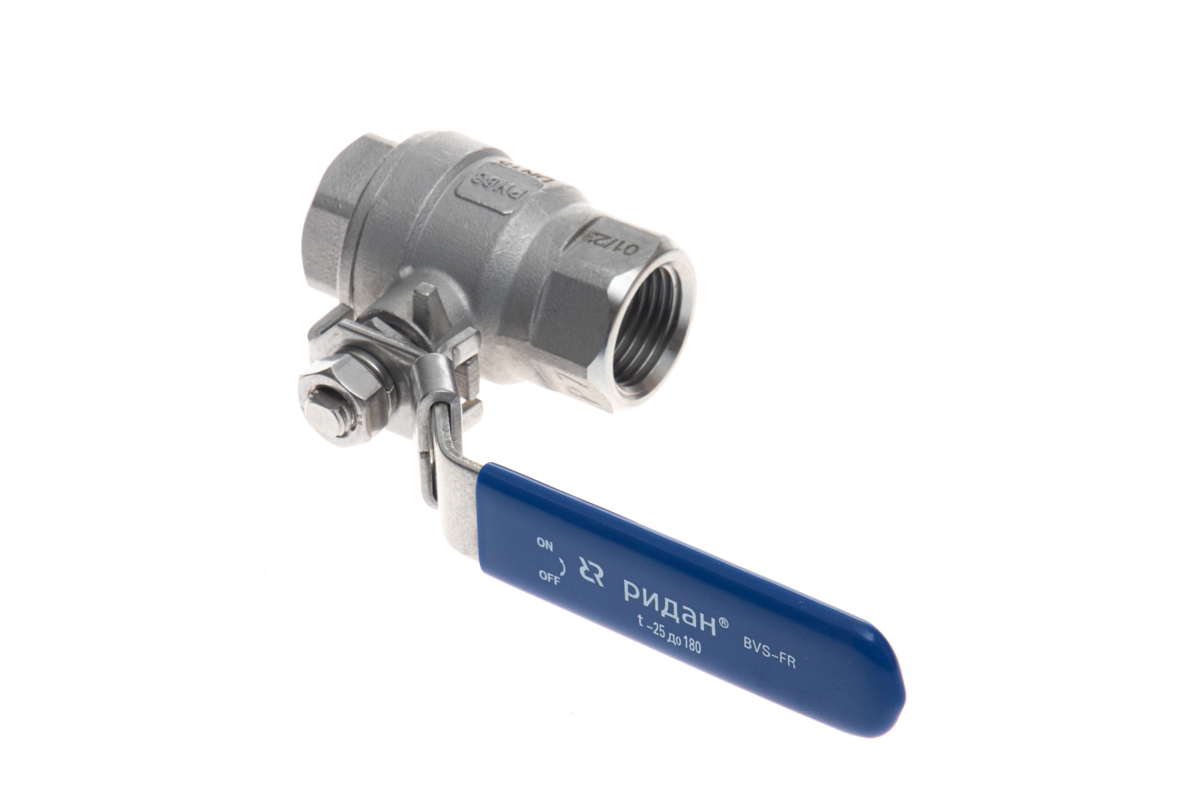 Ридан BVS-FR 082X4620R — Шаровый кран резьбовой DN100 PN63, с рукояткой, корпус — коррозионностойкая сталь, шар — коррозионностойкая сталь AISI316; уплотнение по шару R-PTFE (15% C)