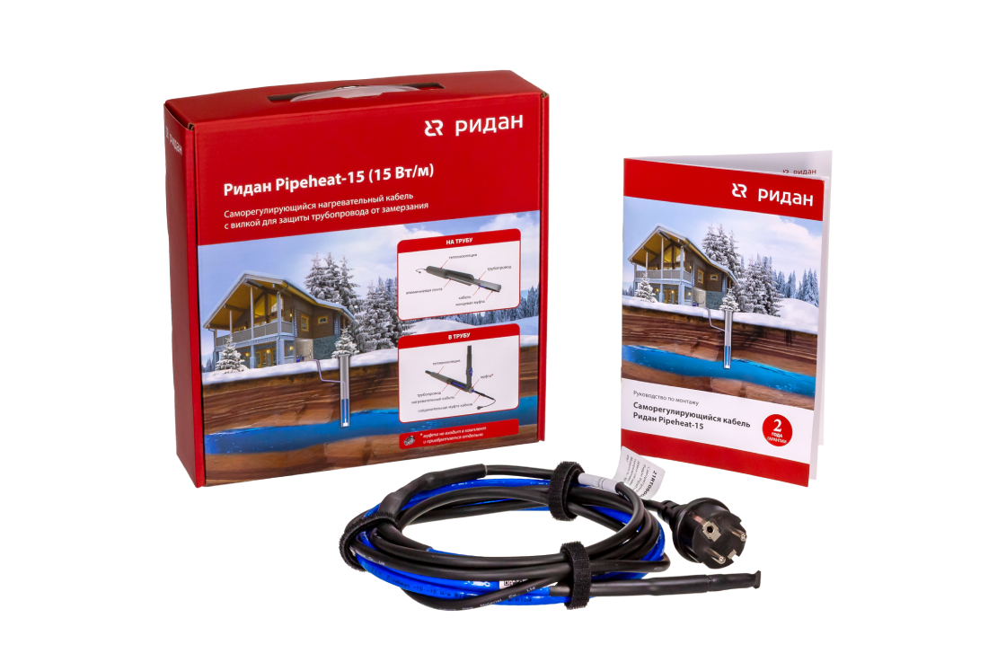21RT0809R — Ридан Pipeheat-15 саморегулирующийся нагревательный кабель 22 м, 330 Вт, с вилкой